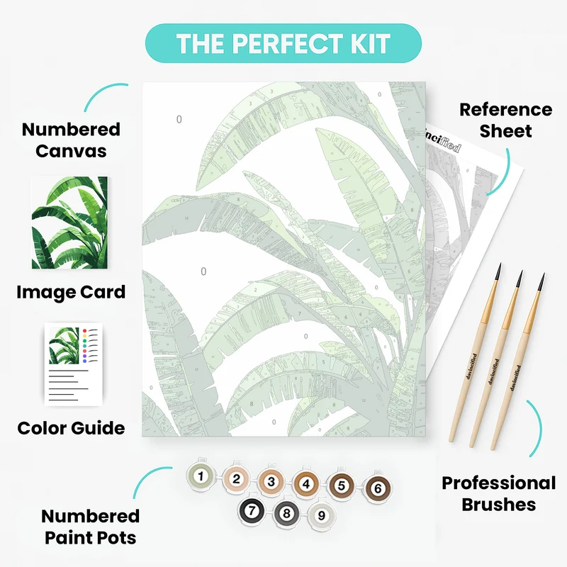 Tropical Banana Leaves - Paint by Numbers Kit