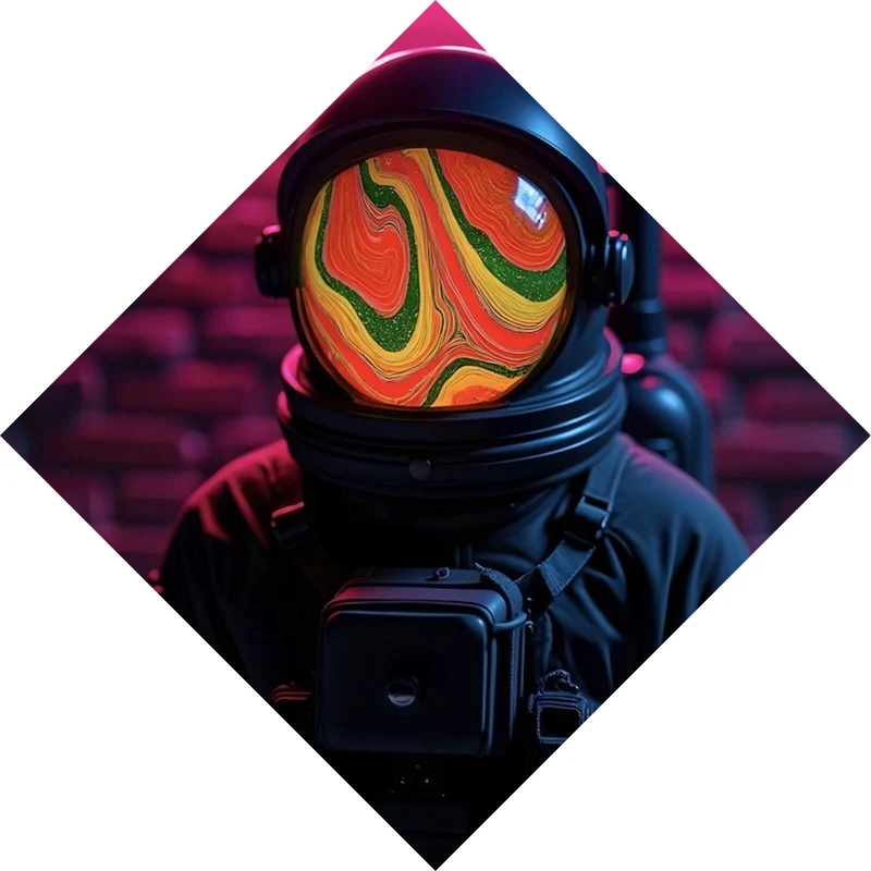 Poster Astronaut mit Helm Baked Neon Raute