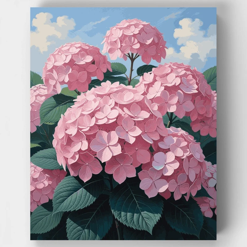 Pink Hydrangeas in Bloom - Paint by Numbers Kit