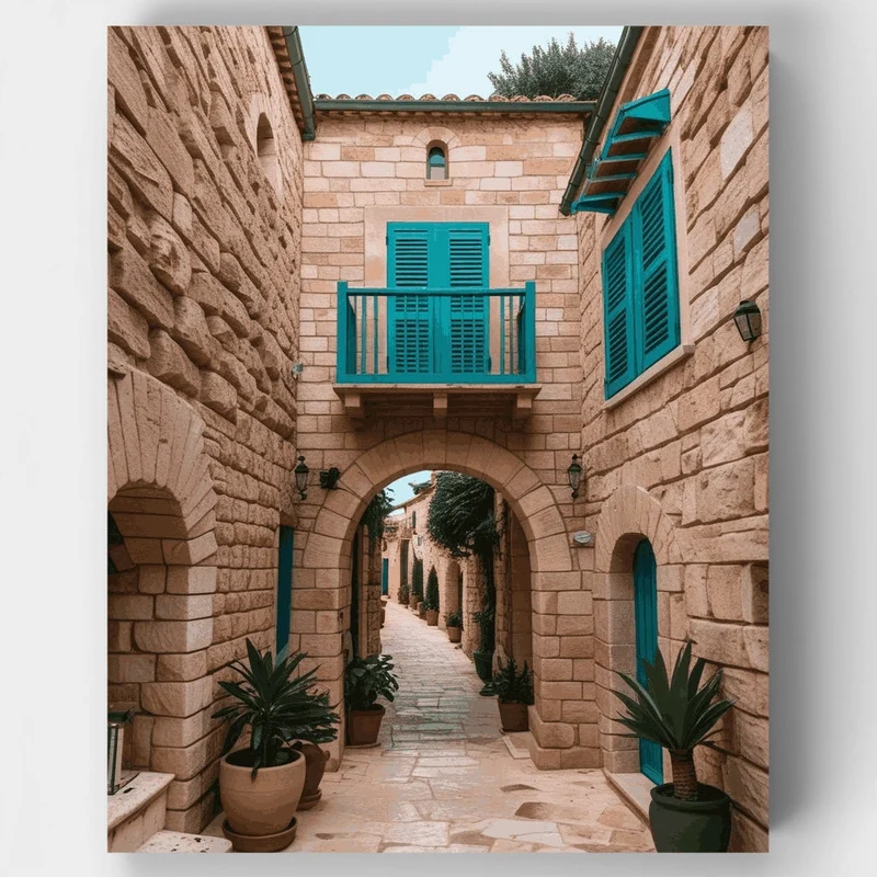 Mediterranean Stone Courtyard - Paint by Numbers Kit