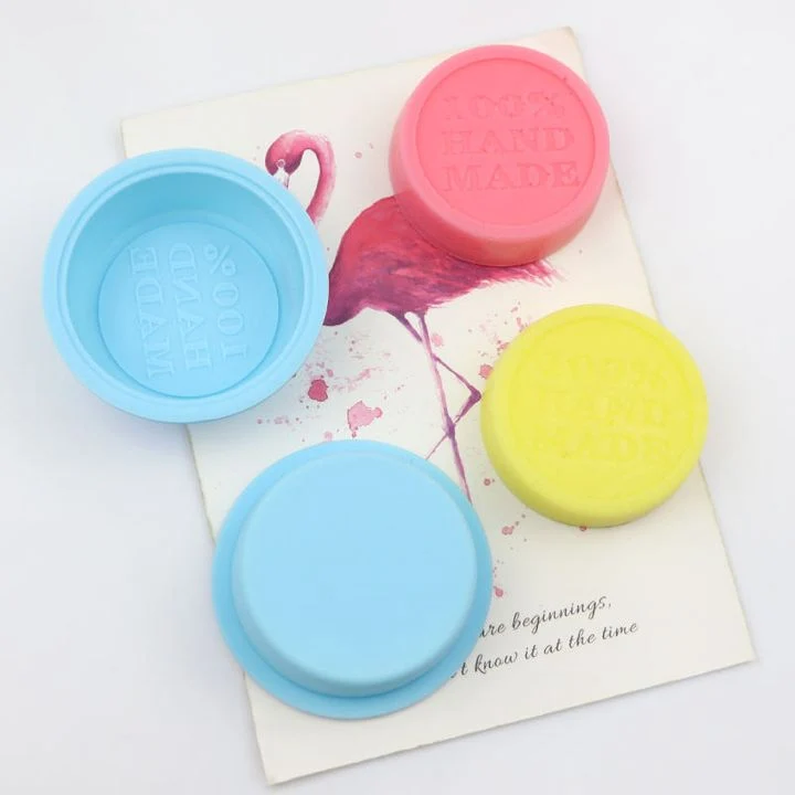Silicone Mold for Casting, Circle + 100% Hand Made Text