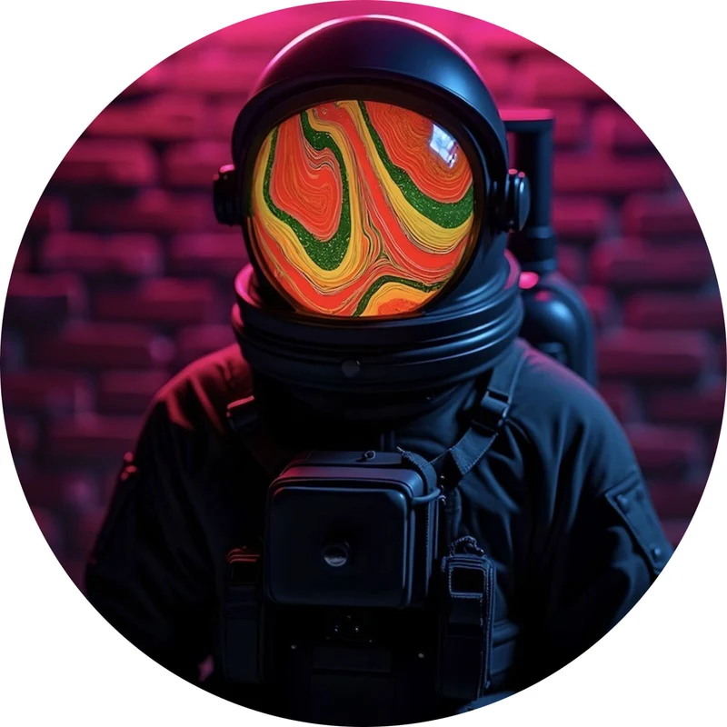 Aluminiumbild Astronaut mit Helm Baked Neon Kreis