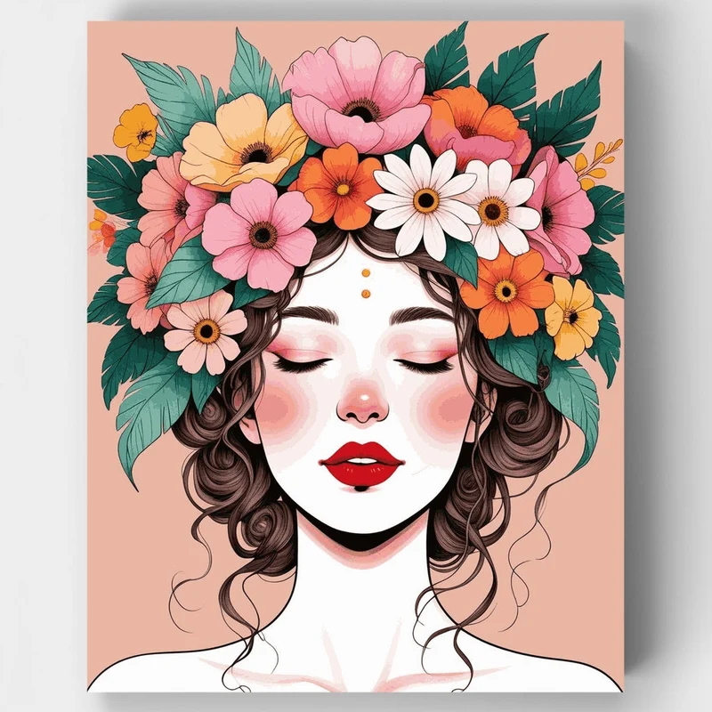 Watercolor Floral Crown Beauty - Paint by Numbers Kit