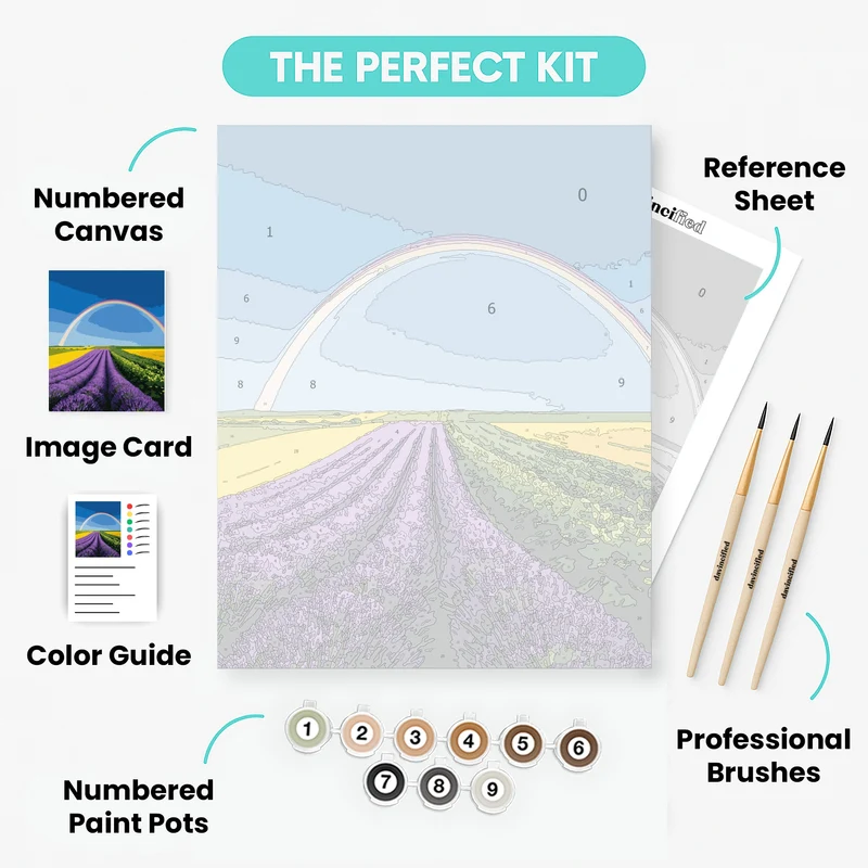Rainbow Over Lavender Fields - Paint by Numbers Kit
