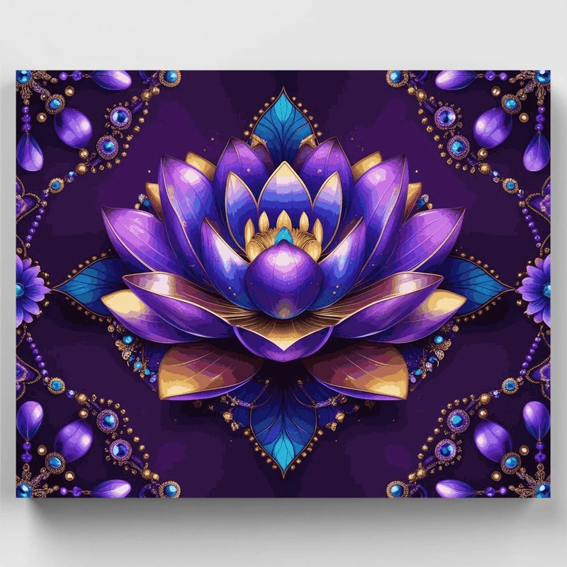 Mystical Purple Lotus Mandala - Paint by Numbers Kit