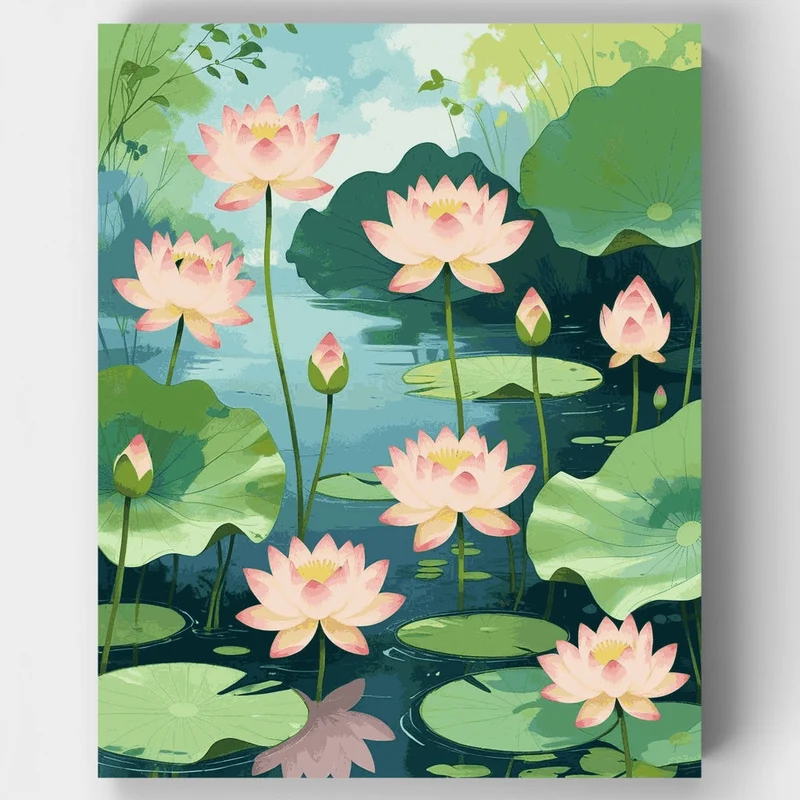 Tranquil Water Lily Garden - Paint by Numbers Kit