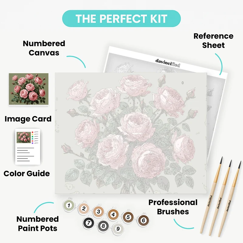 Pink Roses Bouquet - Paint by Numbers Kit