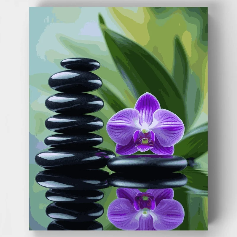 Zen Orchid Spa Stones - Paint by Numbers Kit