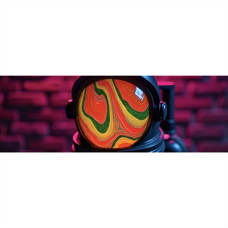 Poster Astronaut mit Helm Baked Neon Panorama