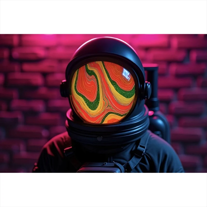 Spannrahmenbild Astronaut mit Helm Baked Neon Querformat