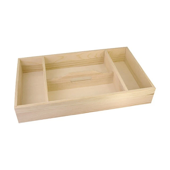 KREUL Wooden Tray with Compartments and Handle