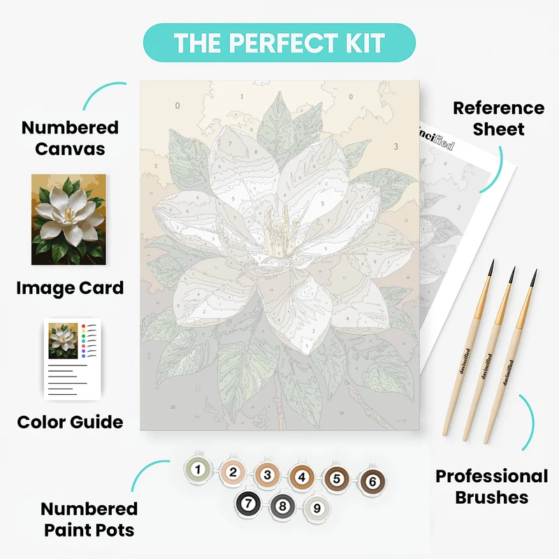 White Magnolia Blossom - Paint by Numbers Kit