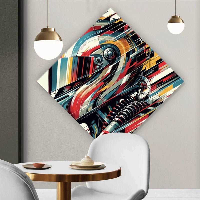 Acrylglasbild Futuristischer Helm in dynamischer Kunstform Raute