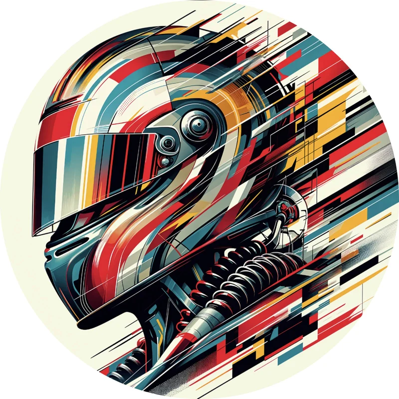 Aluminiumbild gebürstet Futuristischer Helm in dynamischer Kunstform Kreis