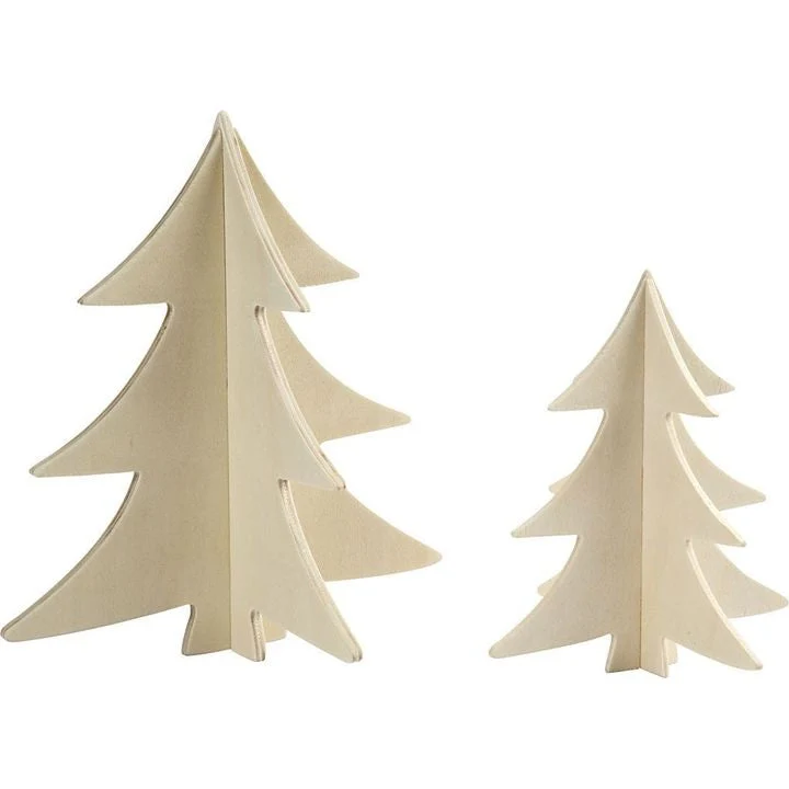 Wooden Decoration - Christmas Tree, Set of 2