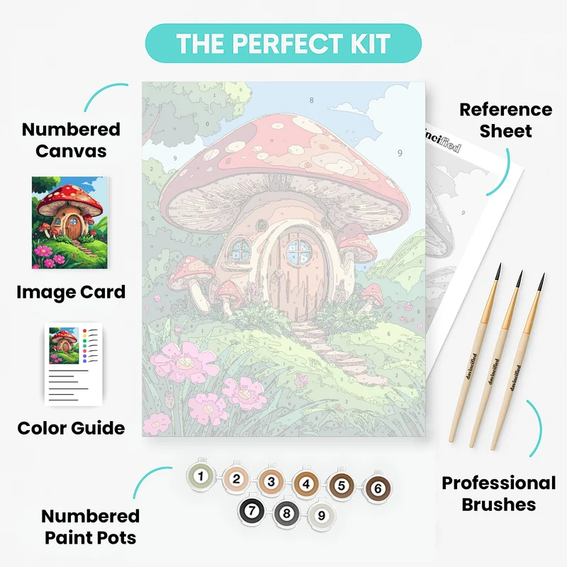 Whimsical Mushroom Fairy House - Paint by Numbers Kit