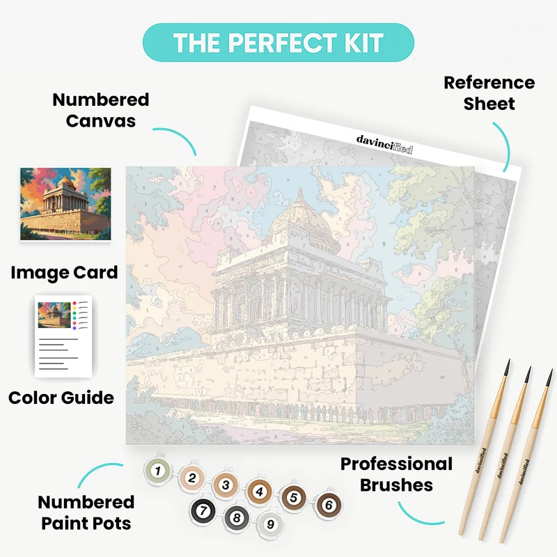 Ancient Temple with Golden Dome - Paint by Numbers Kit