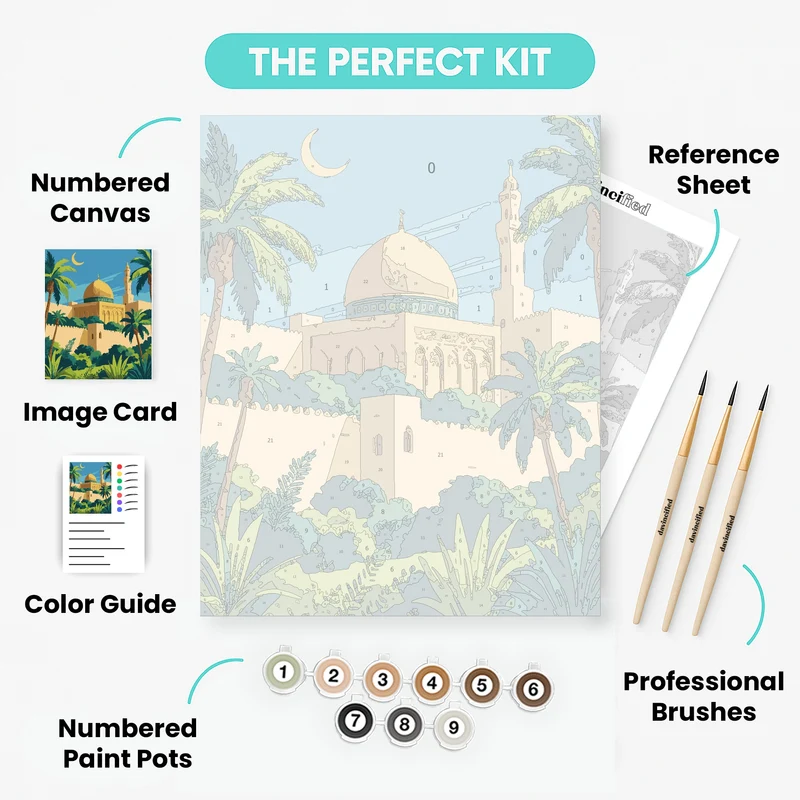 Islamic Mosque with Golden Dome - Paint by Numbers Kit