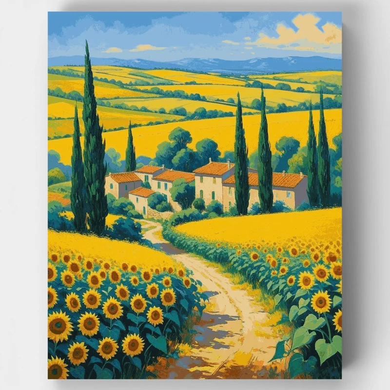 Tuscan Sunflower Fields - Paint by Numbers Kit