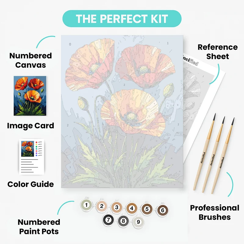Vibrant Orange Poppies - Paint by Numbers Kit