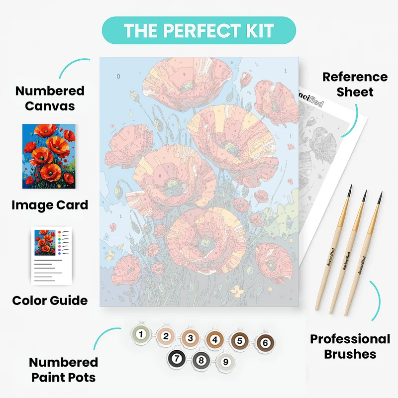 Vibrant Red Poppies Field - Paint by Numbers Kit