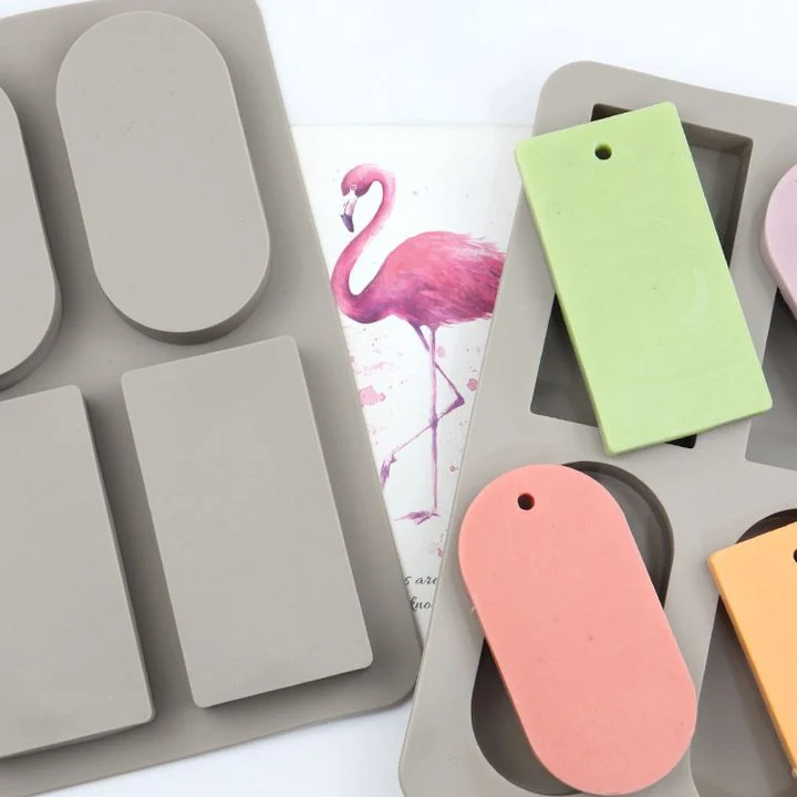 Silicone Mold for Casting, Rectangles and Ovals with a Hole