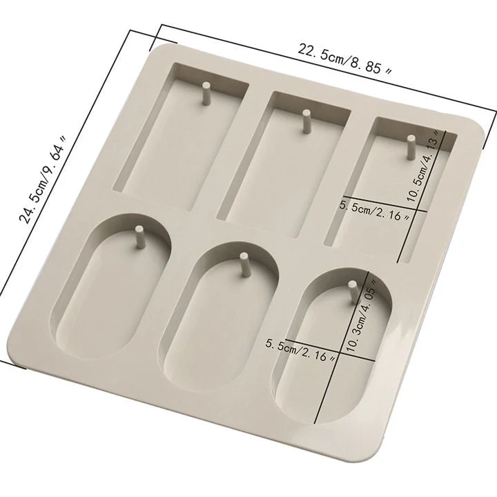 Silicone Mold for Casting, Rectangles and Ovals with a Hole