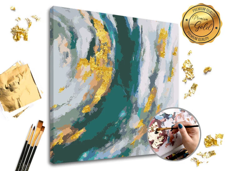 PREMIUM GOLD Paint by Numbers – Turquoise Fantasy
