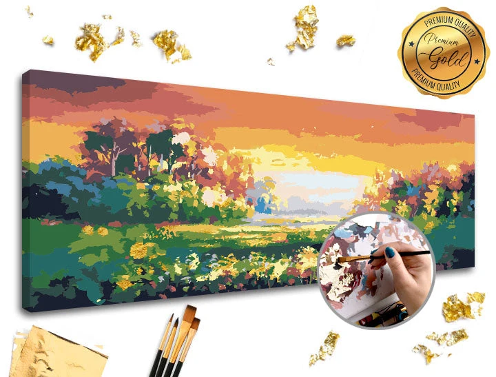 PREMIUM GOLD Paint by Numbers | Colorful Landscape