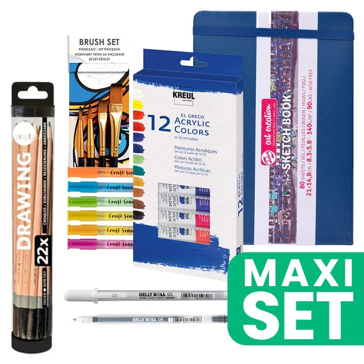 Handy Painting Set for Daily Art Journal, 21 x 14.8 cm, Acrylic