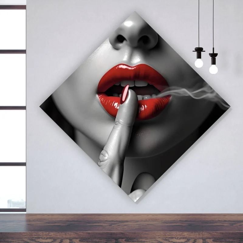 Poster Rauchige rote Lippen Raute