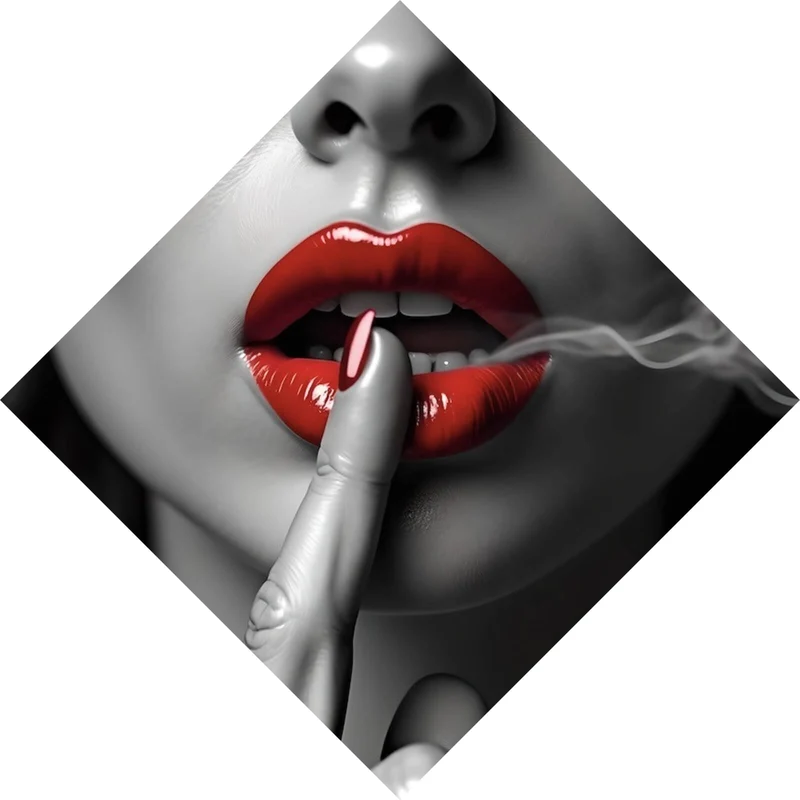 Poster Rauchige rote Lippen Raute