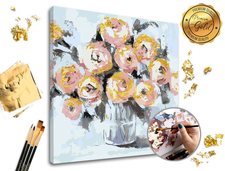 PREMIUM GOLD Paint by Numbers | Floral Delight
