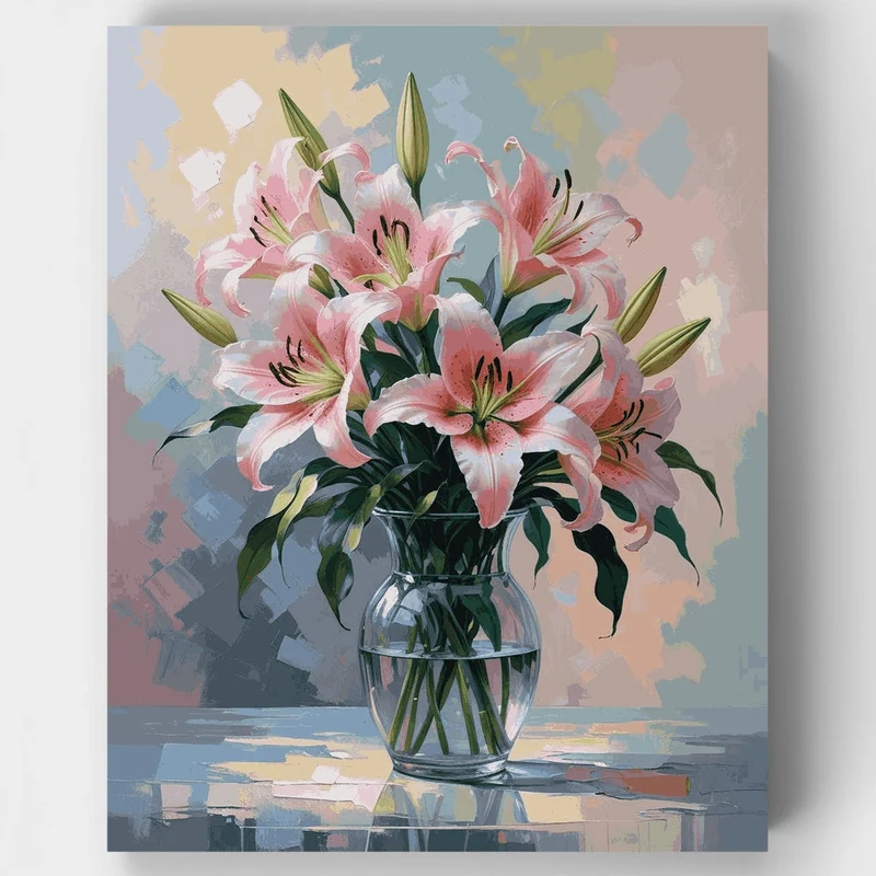 Blushing Lilies in Bloom - Paint by Numbers Kit