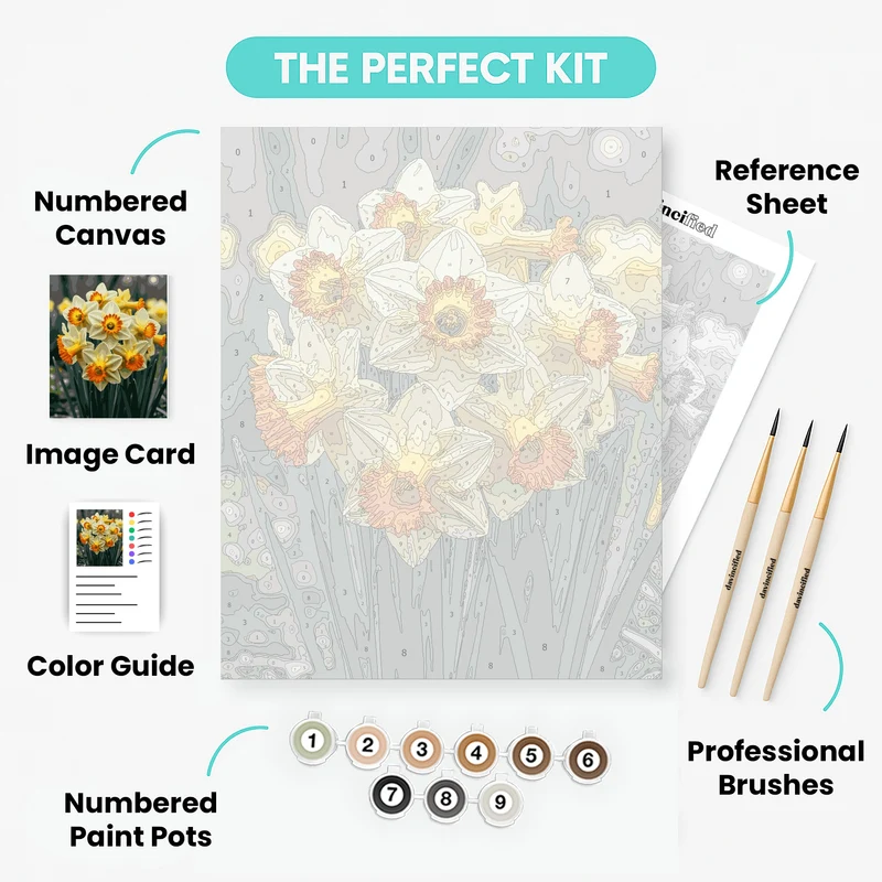 Cheerful Daffodil Cluster - Paint by Numbers Kit