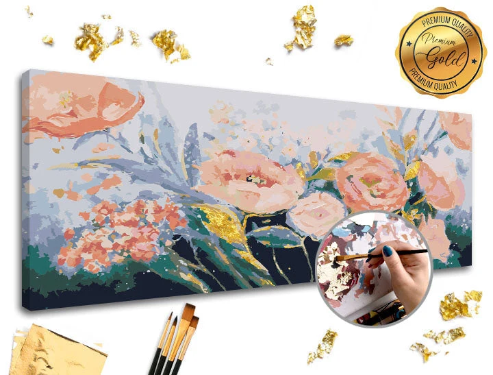 PREMIUM GOLD Paint by Numbers | Pink Garden