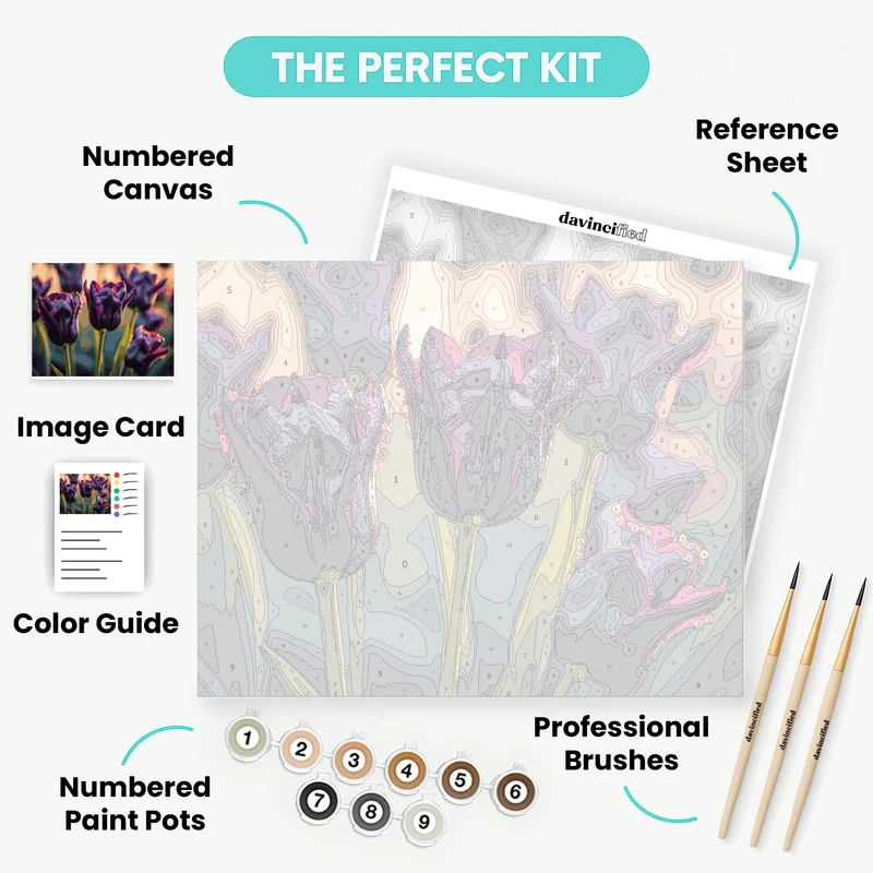 Dark Purple Tulips - Paint by Numbers Kit