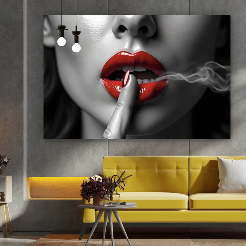 Poster Rauchige rote Lippen Querformat
