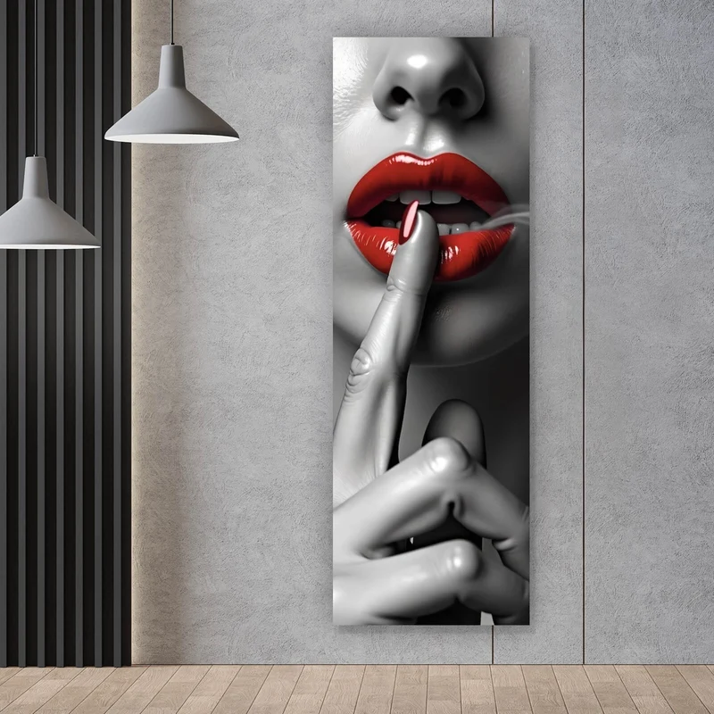 Poster Rauchige rote Lippen Panorama Hoch