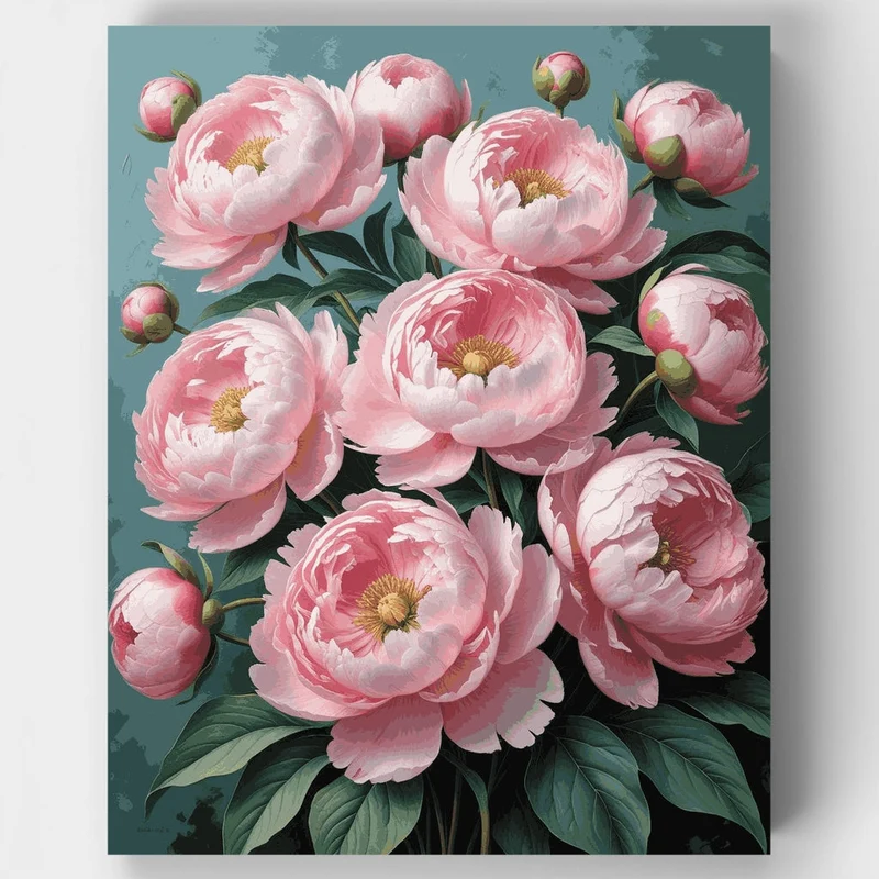 Lush Pink Peonies Cluster - Paint by Numbers Kit