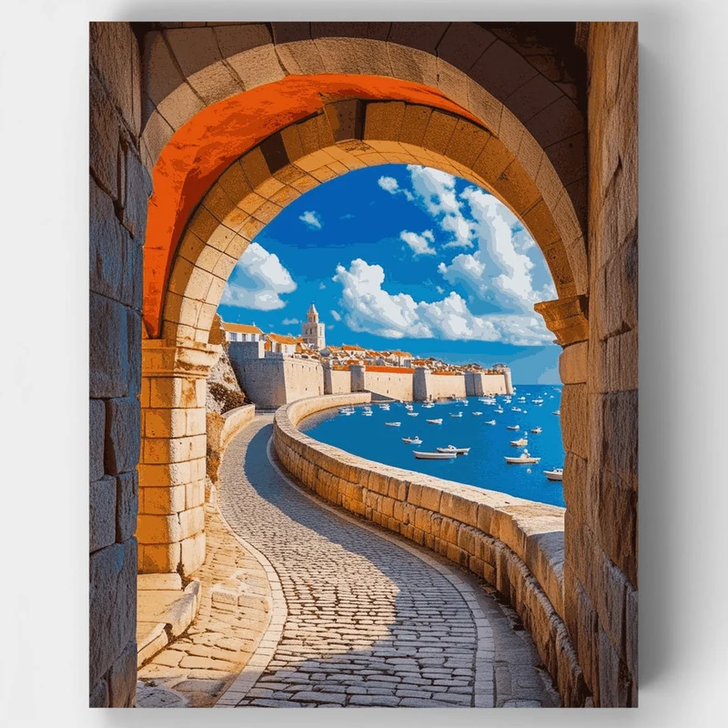 Mediterranean Coastal Archway - Paint by Numbers Kit