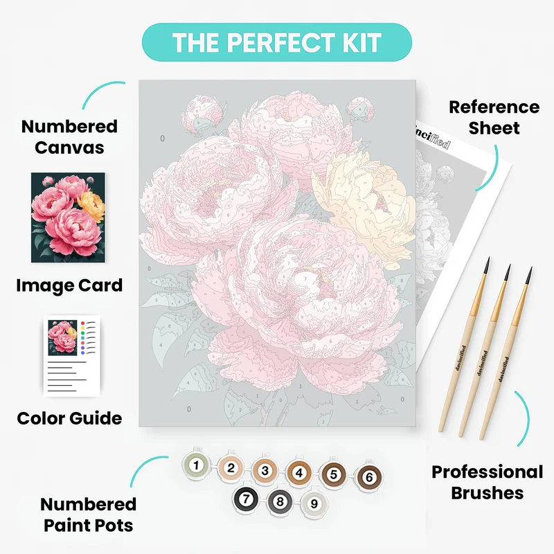 Elegant Pink Peonies Bouquet - Paint by Numbers Kit