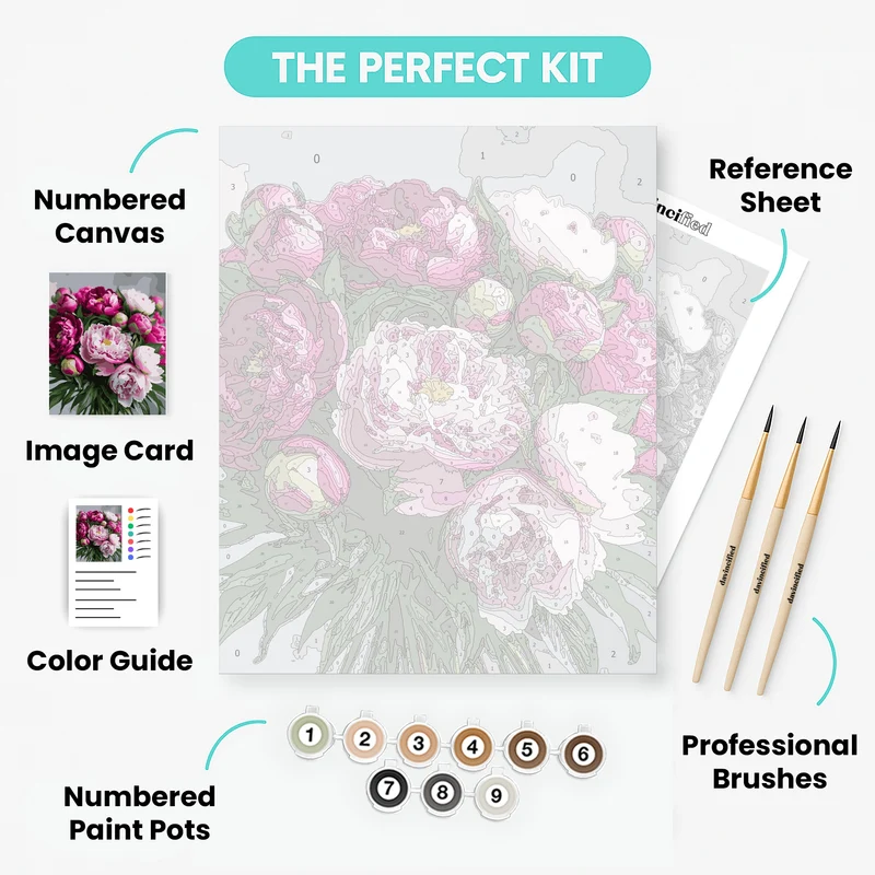 Vibrant Pink Peonies Bouquet - Paint by Numbers Kit