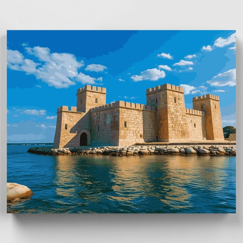 Medieval Waterfront Castle - Paint by Numbers Kit