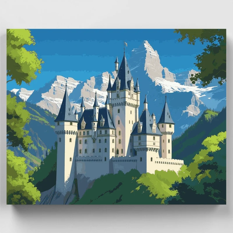 Fairy Tale Castle in the Mountains - Paint by Numbers Kit