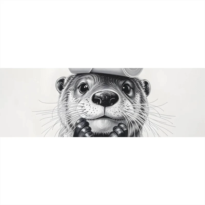 Aluminiumbild gebürstet Niedlicher Otter balanciert Toilettenpapier auf dem Kopf Panorama