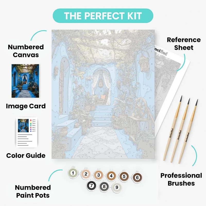 Blue Moroccan Courtyard - Paint by Numbers Kit