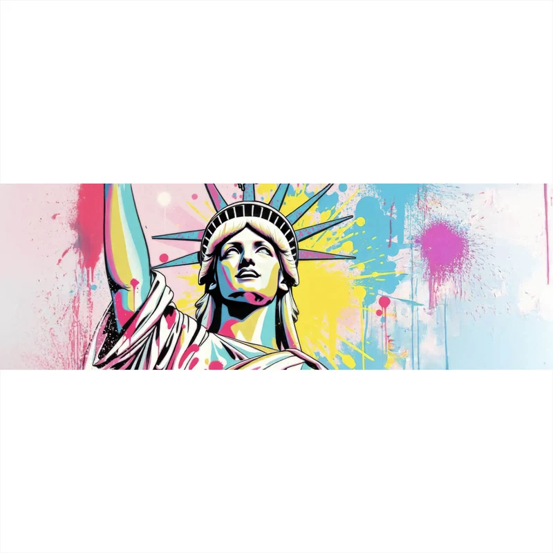 Acrylglasbild Freiheitsstatue mit Ice Cream im Pop Art Stil Panorama