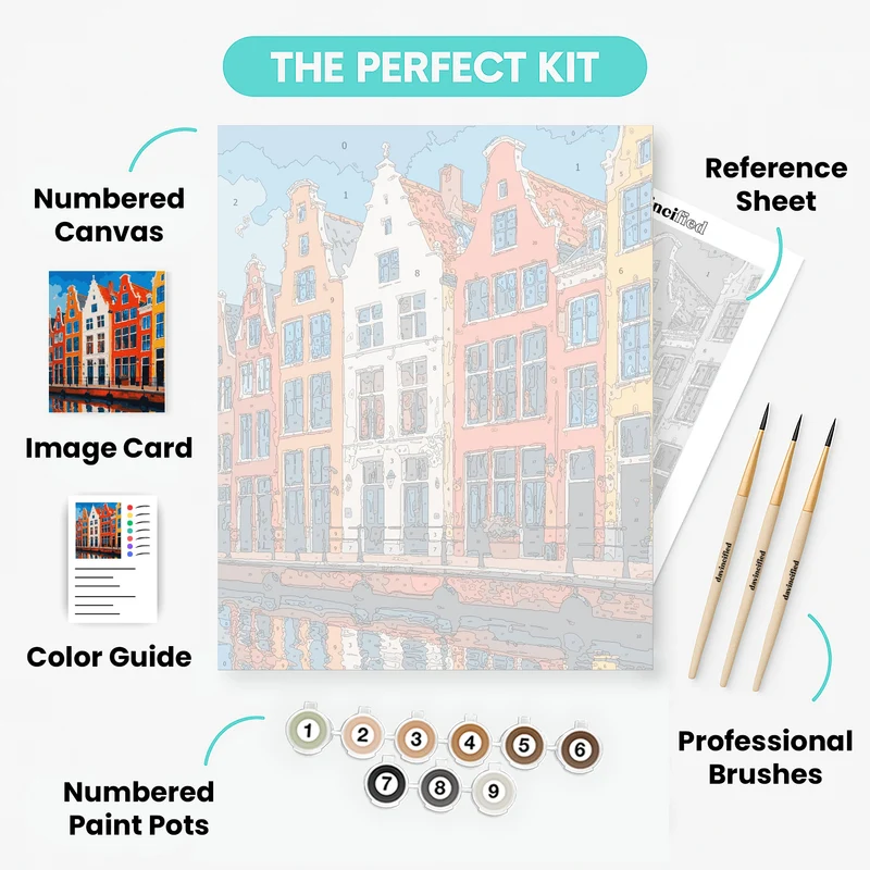 Colorful Amsterdam Canal Houses - Paint by Numbers Kit