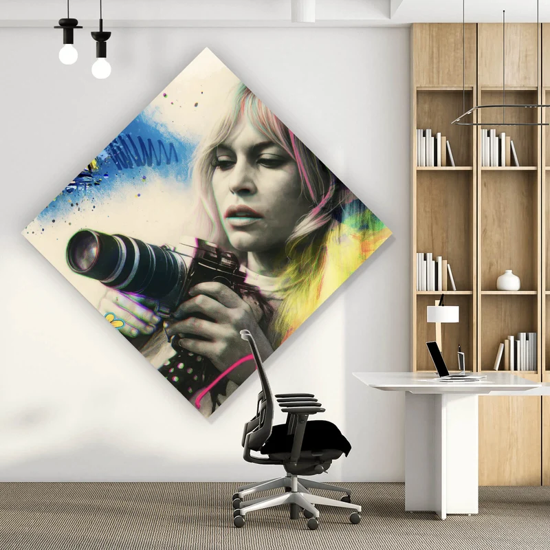 Spannrahmenbild Französische Film Ikone im Graffiti Stil Raute